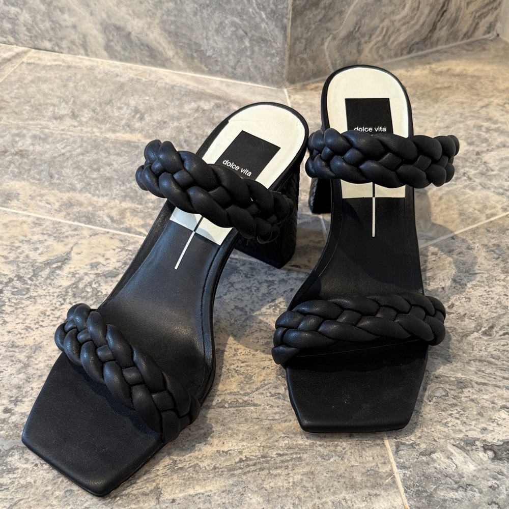 Dolce Vita Black Braided Heeled Sandals